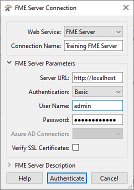 Adding an FME Server Web Connection